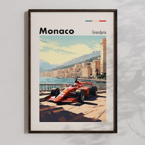 Ferrari 250 GTO Poster Vintage Race Car Artwork Cool Racing Wall Art Printable Formula 1 Prints Colorful Ferrari Monaco GP Decoration