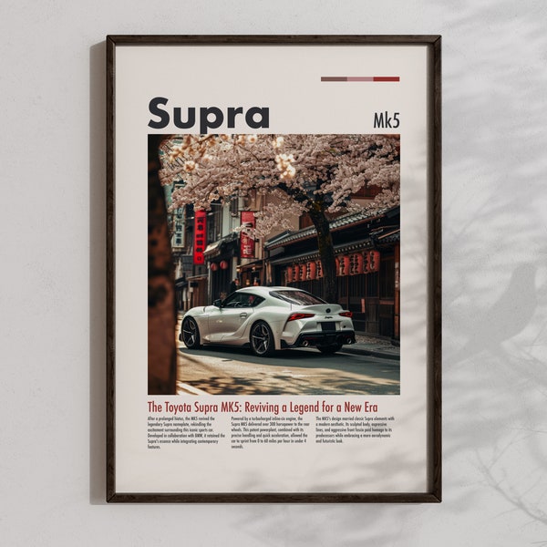 Toyota Supra Mk5 Poster Cool Sports Car Artwork Digital Automotive Prints Living Room Wall Art Bedroom Decoration Gifts For Car Lovers