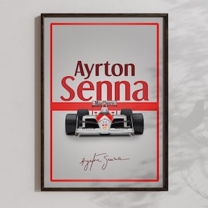 Ayrton Senna Poster, Printable Formula 1 Senna Wall Art, Racing Art, Mclaren MP4 Poster, F1 Decoration