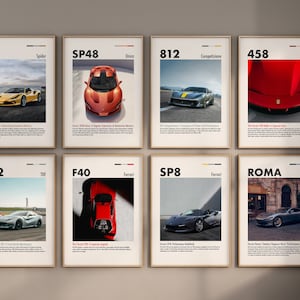 Set of 20 Ferrari Posters Automotive Home Wall Art Cool Racing Artwork Digital Download Poster Aesthetic Ferrari Art Bundle Gifts For Boys