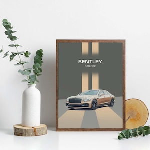 Bentley Flying Spur Wall Art, Printable Bentley poster, downloadable Bentley art, exotic car prints, luxury car design, modern car wall art
