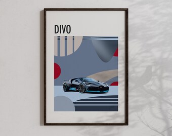 Bugatti Divo posters, printable Bugatti wall art, hyper car decoration, supercar wall decor, Bugatti gifts, downloadable automotive artwork