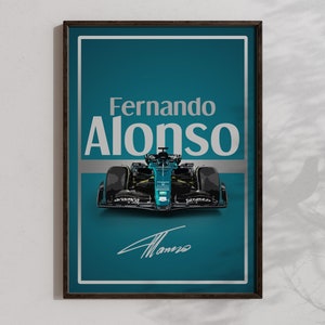 Fernando Alonso Wall Art Formel 1 Auto Poster Alonso Racing Artwork F1 Racing Decor Aston Martin Racing Print For Livingroom F1 Fan Artwork