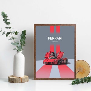 Ferrari Laferrari hypercar poster, printable Ferrari wall art, downloadable Ferrari artwork, super car lover, Ferrari gifts, Ferrari prints