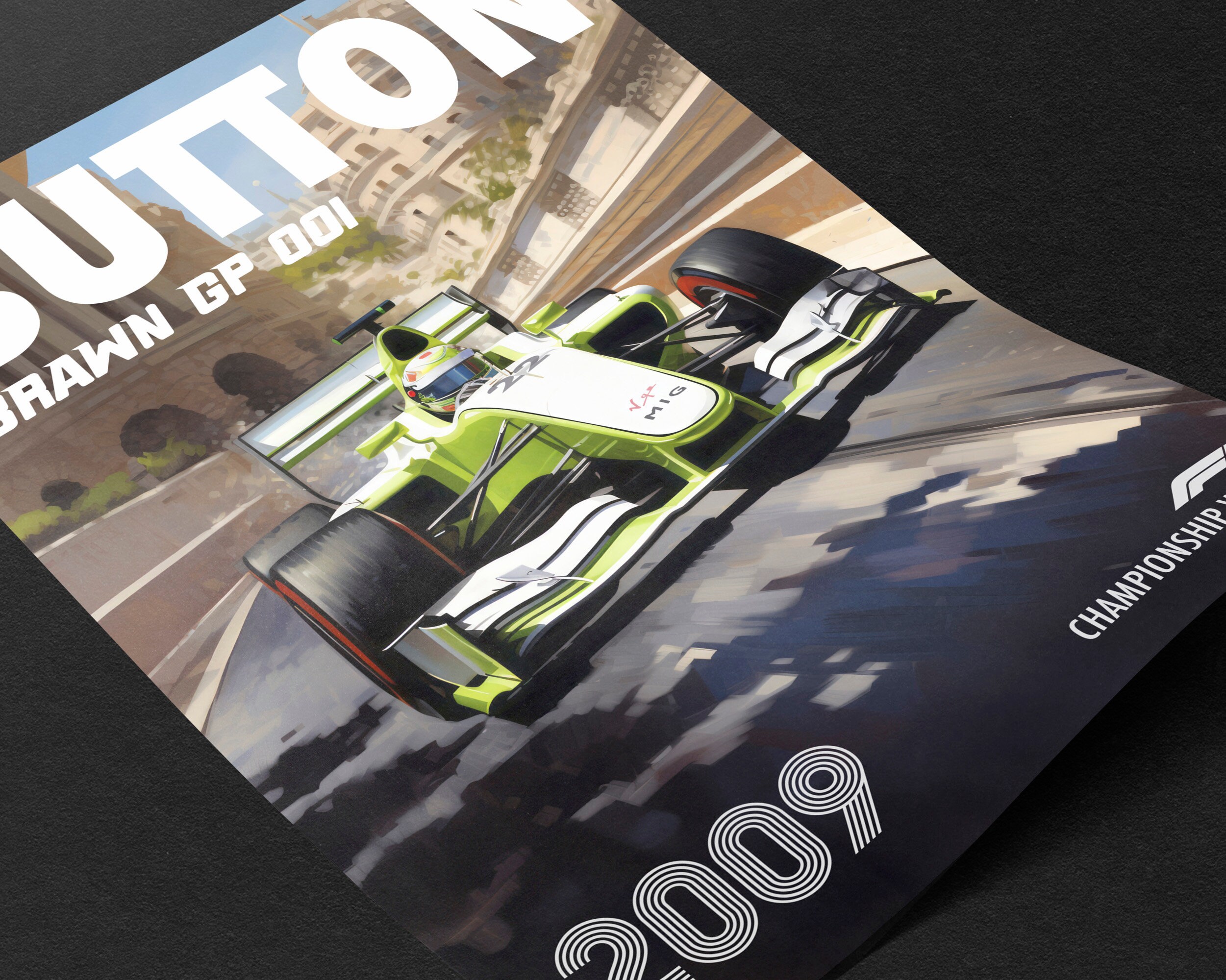 Jenson Button Poster Formula1 Race Car Wall Art Brawn GP Artwork F1 ...