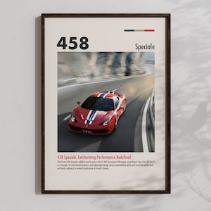 Ferrari 458 Speciale Poster Super Cars Wall Art Cool Automotive Home Decor Ferrari Car Gifts Aesthetic Racing Prints Gift for Boys