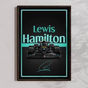 Lewis Hamilton Wall Art Mercedes F1 Poster Racing Artwork Formula 1 Car Decor Gifts For Kids Mclaren Car