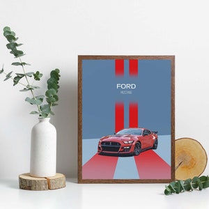 Printable Ford Mustang wall art, Ford Mustang Shelby poster, hyper car prints, downloadable car files, Ford GT lover, Muscle Car Decoration