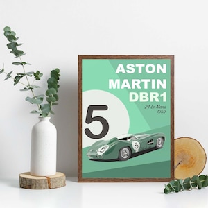 Aston Martin DBR1 Poster zum Ausdrucken, 24 Lemans Wandkunst, 24 Le Mans Rennsport Wandkunst, Rennwagen Druck, Auto Geschenk, Rennsport