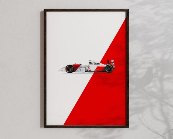 Poster Ayrton Senna - Affiche McLaren F1 Vintage Par JR, édition Limitée Déco Chambre