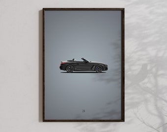 BMW Z4 Wall Art, Printable BMW poster, sports car decoration, cool car gifts