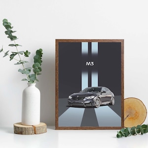 Printable BMW F80 M3 wall art, BMW M3 Gran Coupe poster, BMW lover, sports car gifts, cool cars, m performance cars, bmw decoration