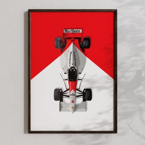 Printable Mclaren MP4 F1 Car Wall art, 1993 Ayrton Senna Car poster, Formula 1 decoration