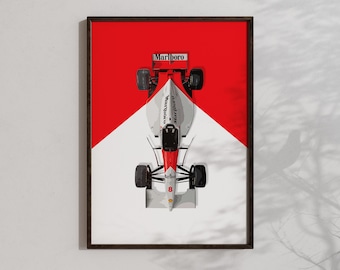 Printable Mclaren MP4 F1 Car Wall art, 1993 Ayrton Senna Car poster, Formula 1 decoration