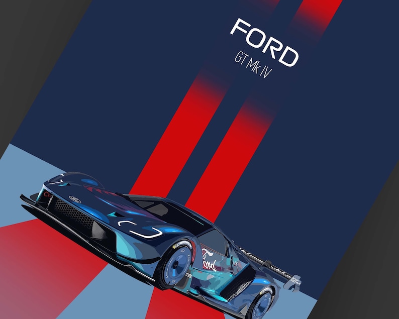 Gt Racing Poster Ford GT Mkiv Wall Art, Ford GT Race Car Poster, Printable Hyper Car ...