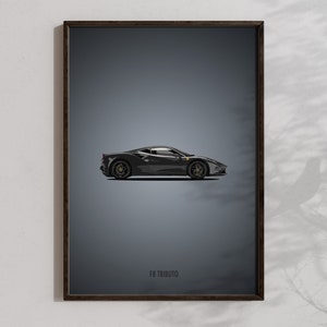 Ferrari F8 Tributo Wall Art, Printable Ferrari poster, Downloadable super car prints
