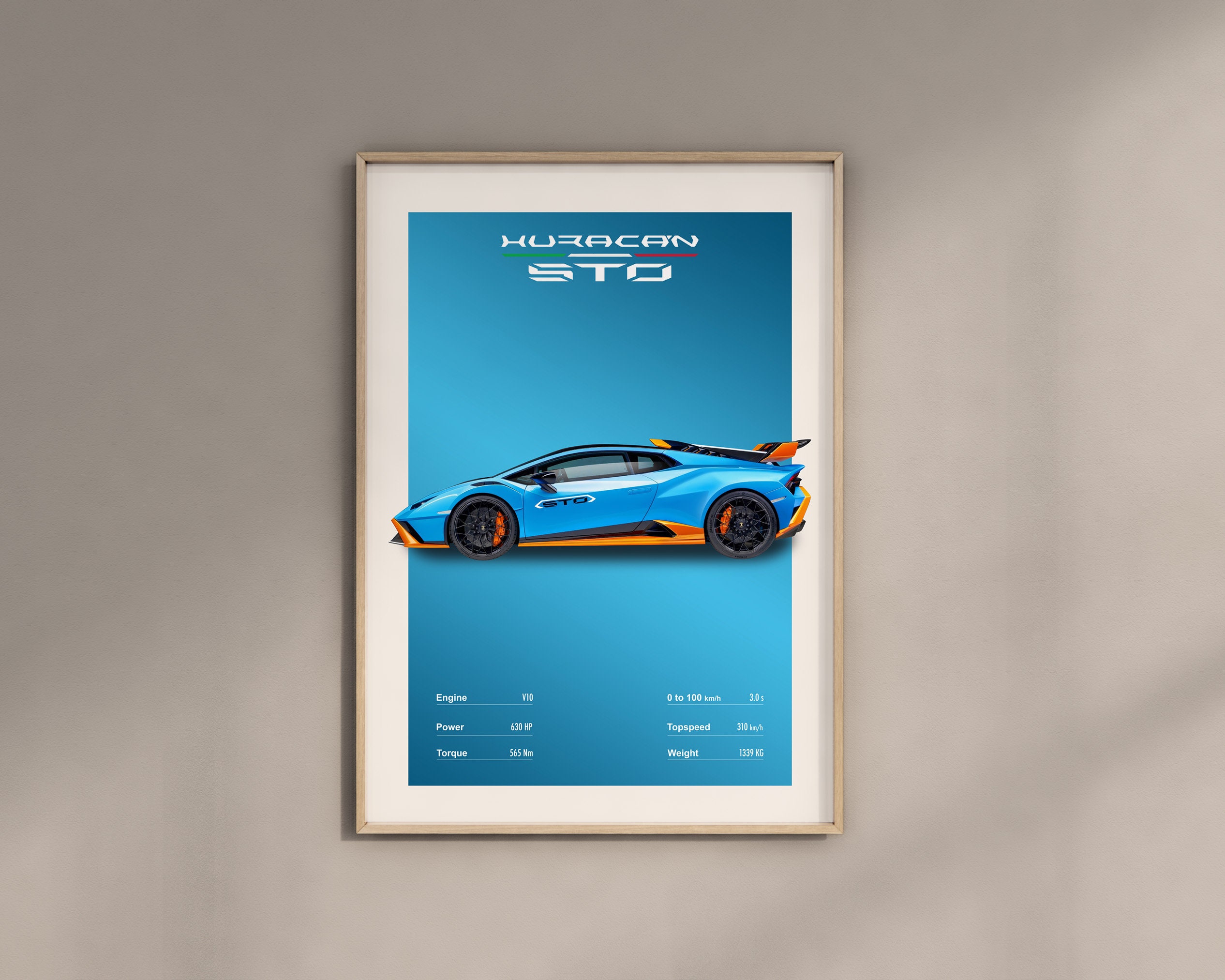 Lamborghini Huracan STO Poster Automotive Home Decor Aesthetic Car