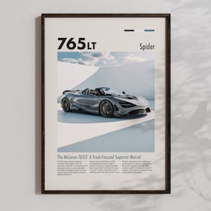 Mclaren 765LT Poster Cool Mclaren Artwork Fantasy Automotive Wall Art Cool Car Gifts Downloadable Porsche Decor For Living Room