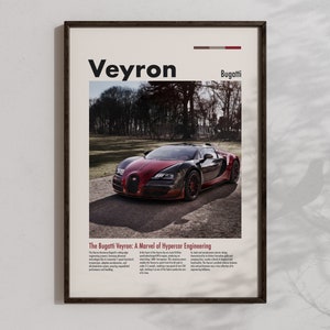 Bugatti Veyron Poster Aesthetic Sports Car Wall Art Cool Cars Prints Downloadable Automotive Artwork Decor Hypercar Gift For Car Enthusiasts