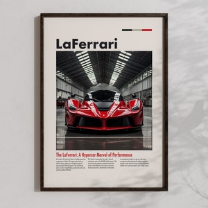 Ferrari LaFerrari Poster Racing Sports Car Wall Art Cool Race Cars Prints Printable Automotive Artwork Gifts For Car Enthusiast