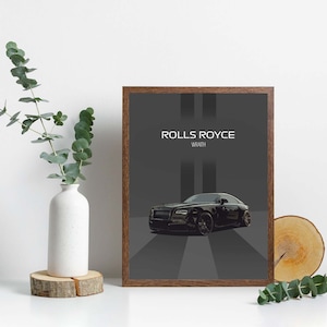 Rolls Royce Wraith Wall Art, Rolls Royce poster, Printable Rolls Royce art, exotic car prints, luxury car design, hypercar wall art