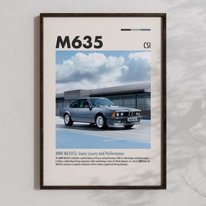BMW M635 CSI Poster Automotive Home Wall Art Sports Cars Decor Cool BMW Gift Decorative Racing Wall Art Printable Car Collector Artwork