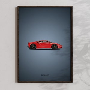 Ferrari F8 Tributo Wall Art, Printable Ferrari poster, Downloadable super car prints