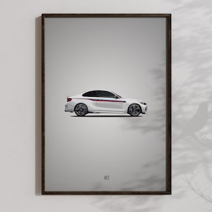 BMW M2 Wall Art, Printable BMW M Performance Parts Poster, Sports Car Decor, BMW M2 Accessories
