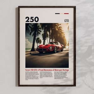 Ferrari 250 GTO Poster Sports Car Wall Art Ferrari GTO Artwork Ferrari Poster Super Car Prints Ferrari Gifts Race Cars Decoration