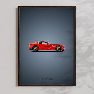 Ferrari 812 Superfast Wall Art, Printable Ferrari Poster, Downloadable Super Car Prints, Cool Car Gifts, Racing Print