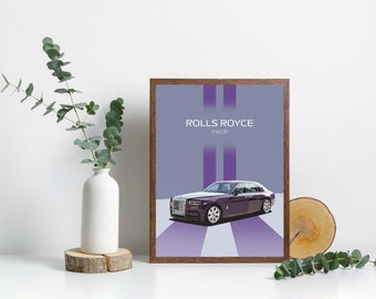 Rolls Royce Phantom Wall Art, Rolls Royce poster, Printable Rolls Royce art, exotic car prints, luxury car design, modern car wall art