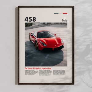 Ferrari 458 Italia Poster Super Car Wall Art Cool Luxury Cars