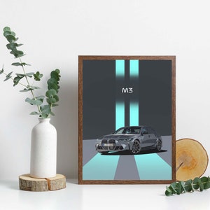 Printable BMW G80 M3 wall art, BMW M3 Gran Coupe poster, BMW lover, sports car gifts, cool cars, m performance cars, bmw decoration