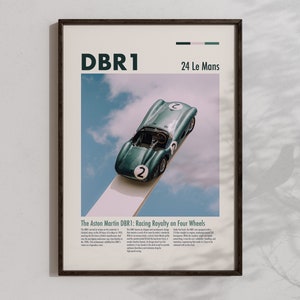 Aston Martin DBR1 Poster Rennwagen Wandkunst 24 Stunden Le Mans Art Decor Le Mans Poster druckbare Racing Kunstwerk