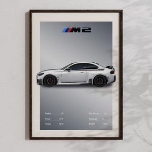 BMW M2 Competition Poster Downloadable Bimmer Print Aesthetic M Performance Wall Art Cool Racing Decoration Automotive Living Room Decor