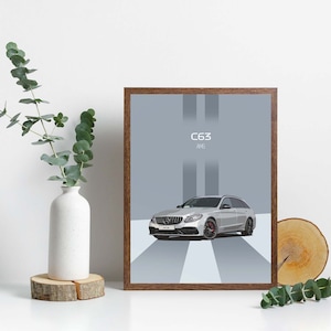 Mercedes - Benz C63 AMG printable poster, Mercedes C63 Wall Art, Sports Car Posters, Mercedes files, Downloadable Super Car prints, Auto art