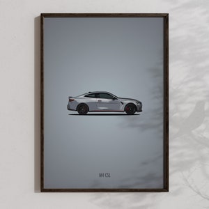 BMW M4 CSL Wall Art, Printable BMW poster, sports car decor, cool car gifts
