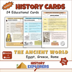 Cartes mémoire d'histoire ancienne PDF – Égypte, Grèce, Rome Imprimable | Jeu d'activités pour l'école à la maison et la salle de classe