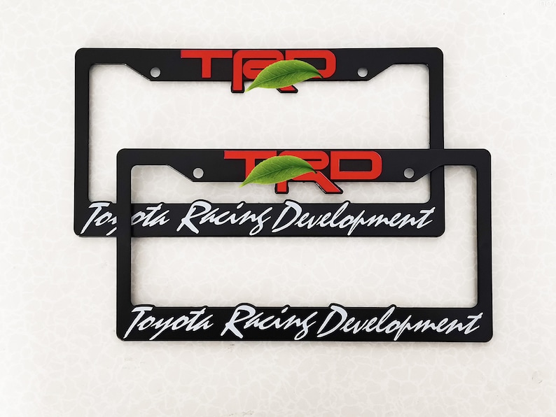2 Pcs TRD Sport Car License Plate Frame Frames Holder 3D Letters Decal