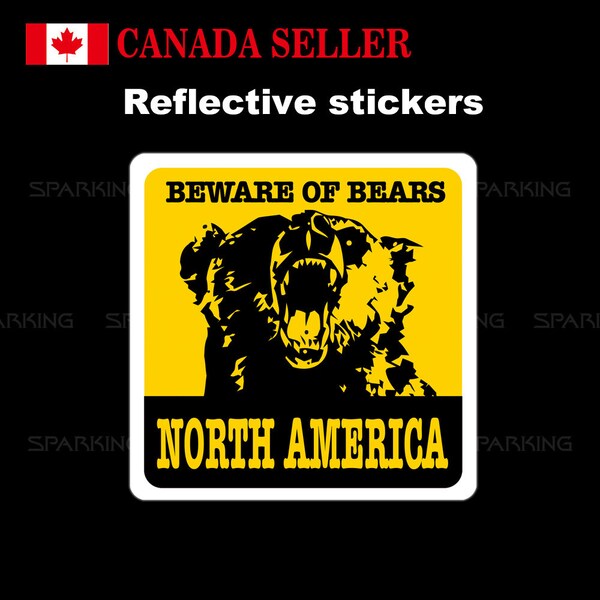 Reflective Warning  Beware of bears sign Emblem Badge Printed Vinyl Car Decal