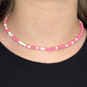 Strawberries and Cream Summer Seed Bead Necklace