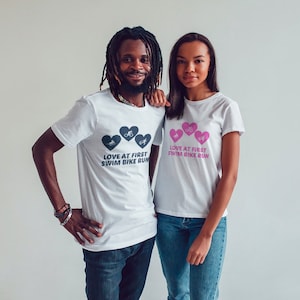 Love At First Swim Bike Run T-Shirt | Triathlon Shirt, Valentines Shirt, Valentines Gift for Triathlete, Tri Shirt