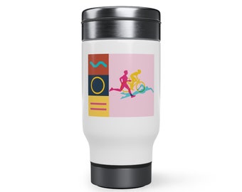 Triathlon Stainless Steel Travel Mug with Handle, 14oz