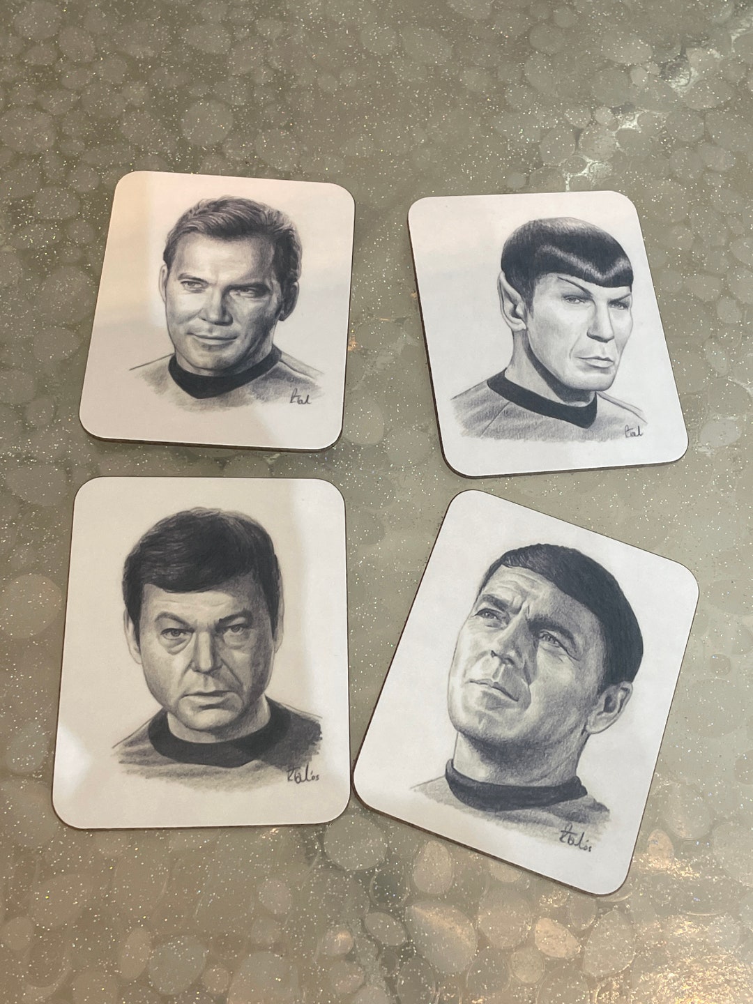 Star Trek Coasters kirk Spock Mccoy Scottie Etsy