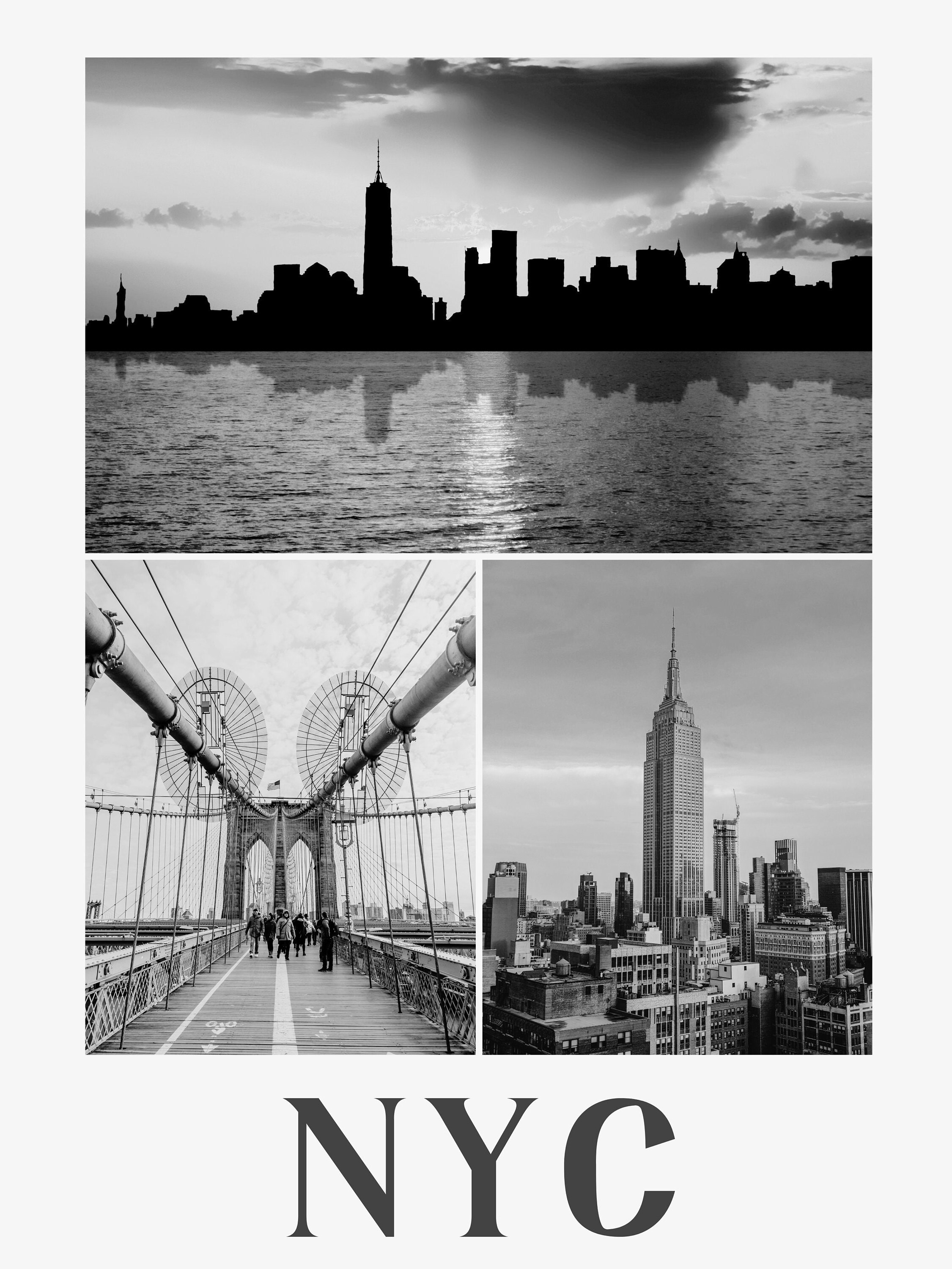 Black & White New York City Skyline Poster City Dreams - Etsy