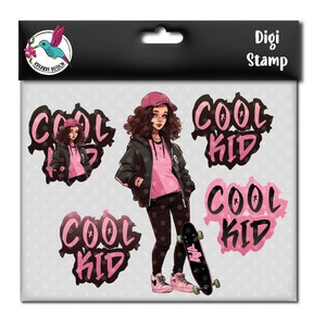 Skatergirl pink mit Graffiti | png svg | DigiStamp zum Plotten mit Papier, Sublimieren oder DTF-Druck | perfekt für Teenies