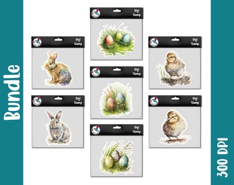 Bundle Easter | watercolor | png jpeg svg | DigiStamp for plotting with paper, sublimation or DTF printing | for making Easter gifts