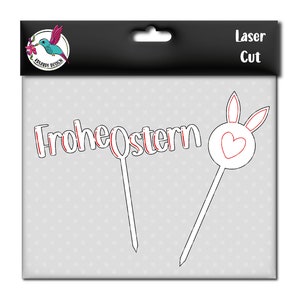 Vrolijk Pasen | Teken voor bloemen | Taarttopper | SVG | Lasercut voor laseren en graveren met hout | Dossier voor diodelasers en CO2-lasers