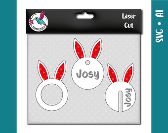 Happy Easter | Napkin ring | Table decoration | svg | Lasercut for lasering and engraving with felt | File for diode lasers and CO2 lasers