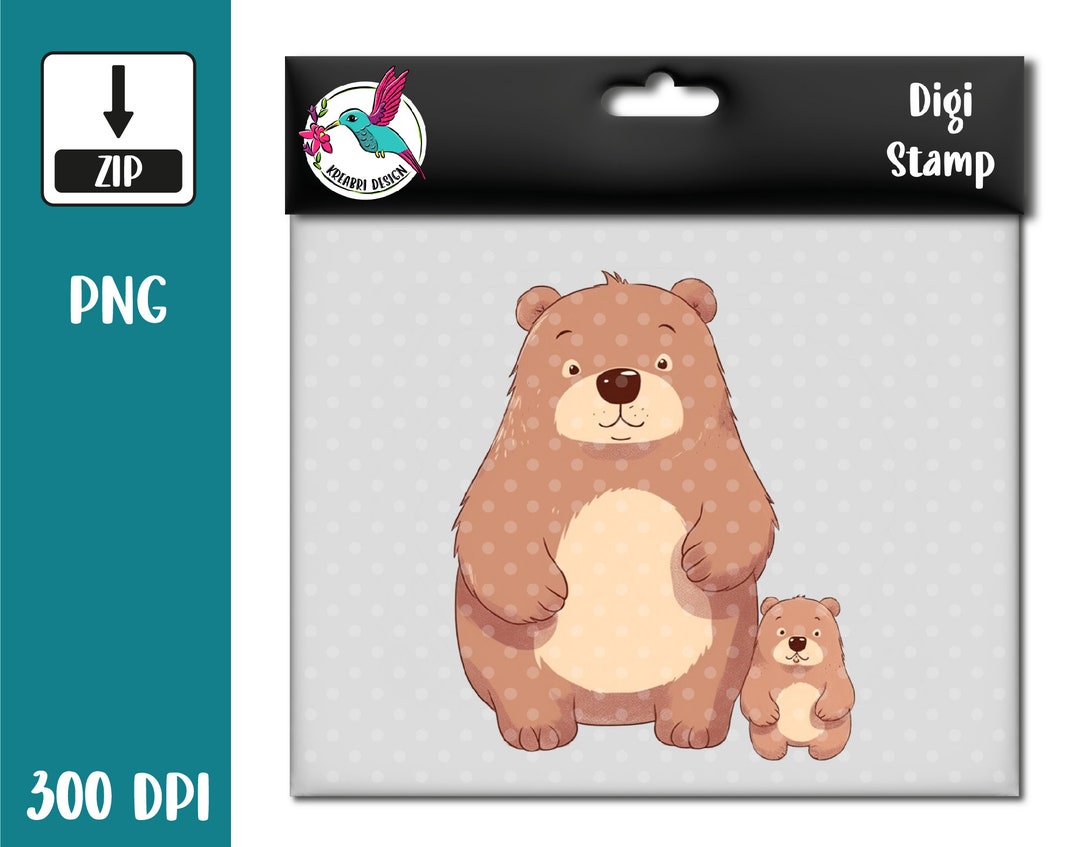 Teddy Bears Mom Dad Child Png Digistamp for Paper - Etsy